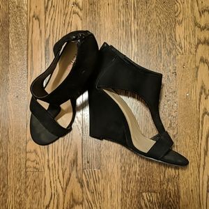 Faux suede wedge sandals